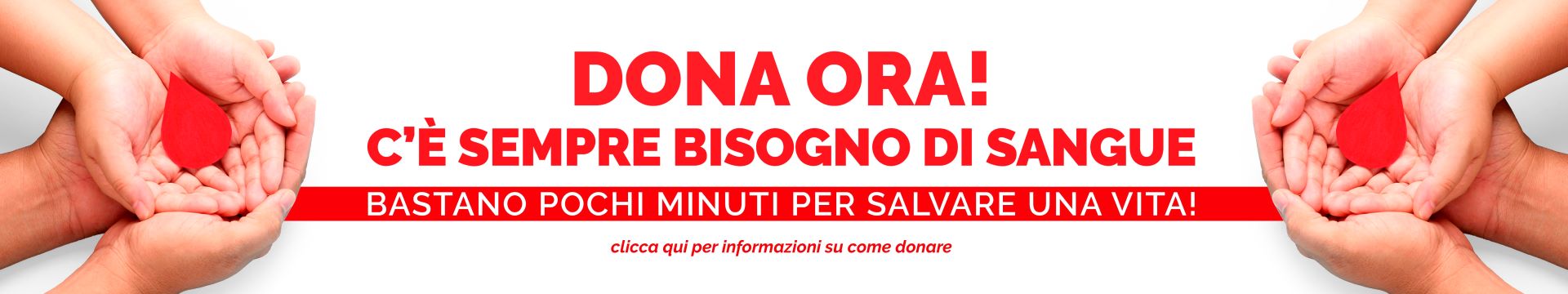 banner di promozione della donazione di sangue: dona ora, c'è sempre bisogno di sangue